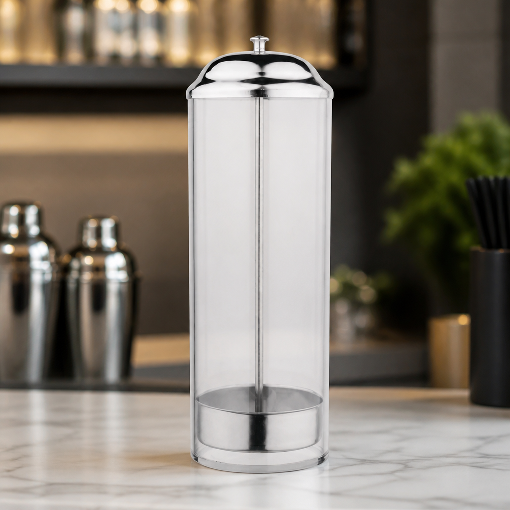 Commercial Straw Dispenser 90mm Diameter for Bars and Cafés