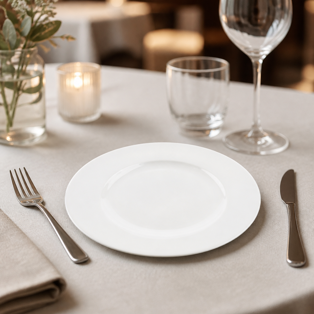 Commercial Wide Rim Bone China Plates 175mm - 12 Pack