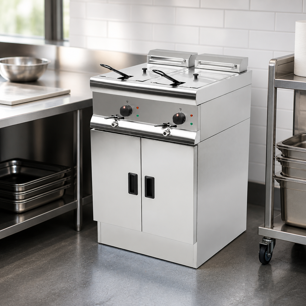 Commercial Free Standing Electric Fryer 2x 9Ltr Tanks