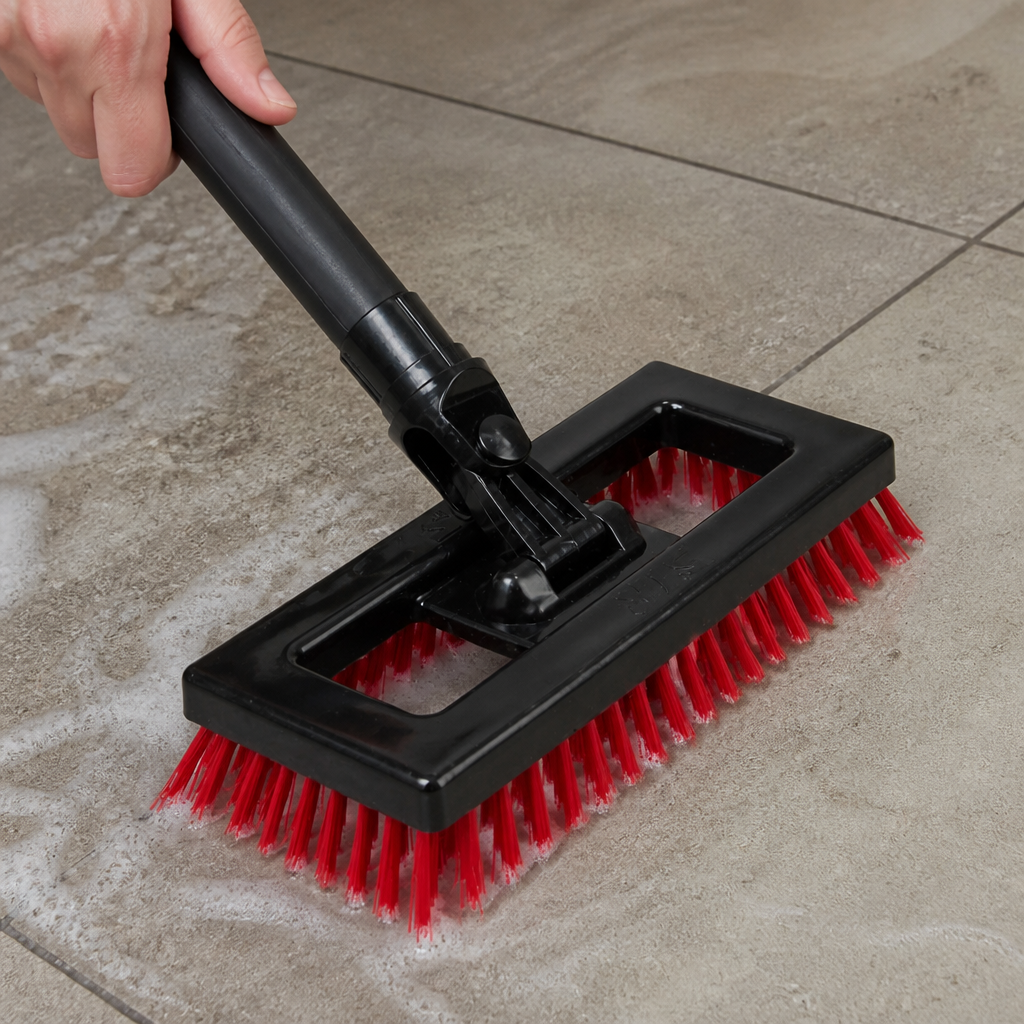 Commercial Deck Scrubber Brush Red 235mm for washroom use