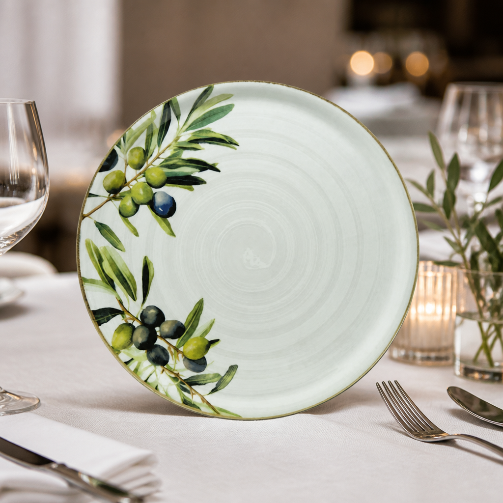 Commercial Pizza Plates 330mm Olive 6 Pack Ceramic