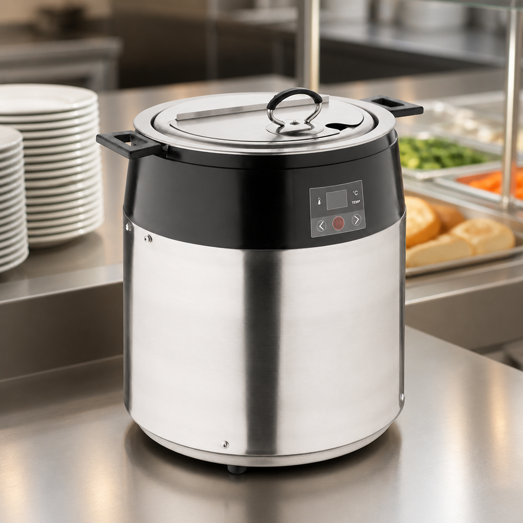 Commercial 10L Soup Kettle with Hinged Lid and Ladle Notch