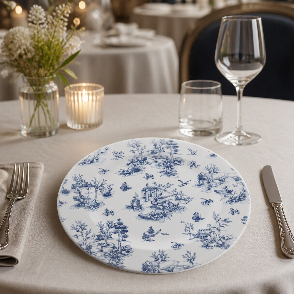 Commercial Vintage Prints Plates 305mm Prague Toile Print 6 Pack