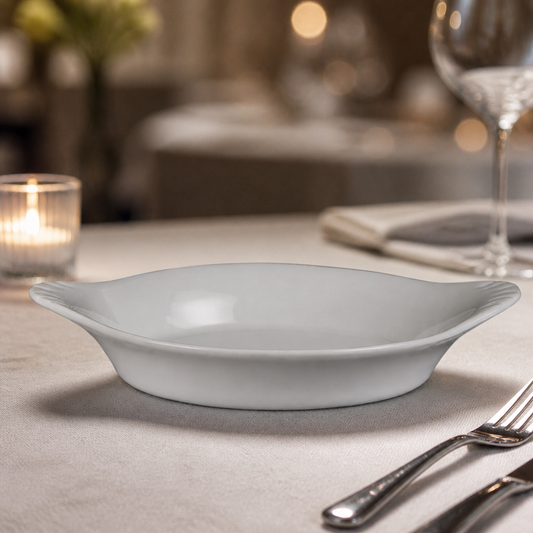 Commercial Round Eared Tapas Dish 156x126mm Porcelain 6 Pack