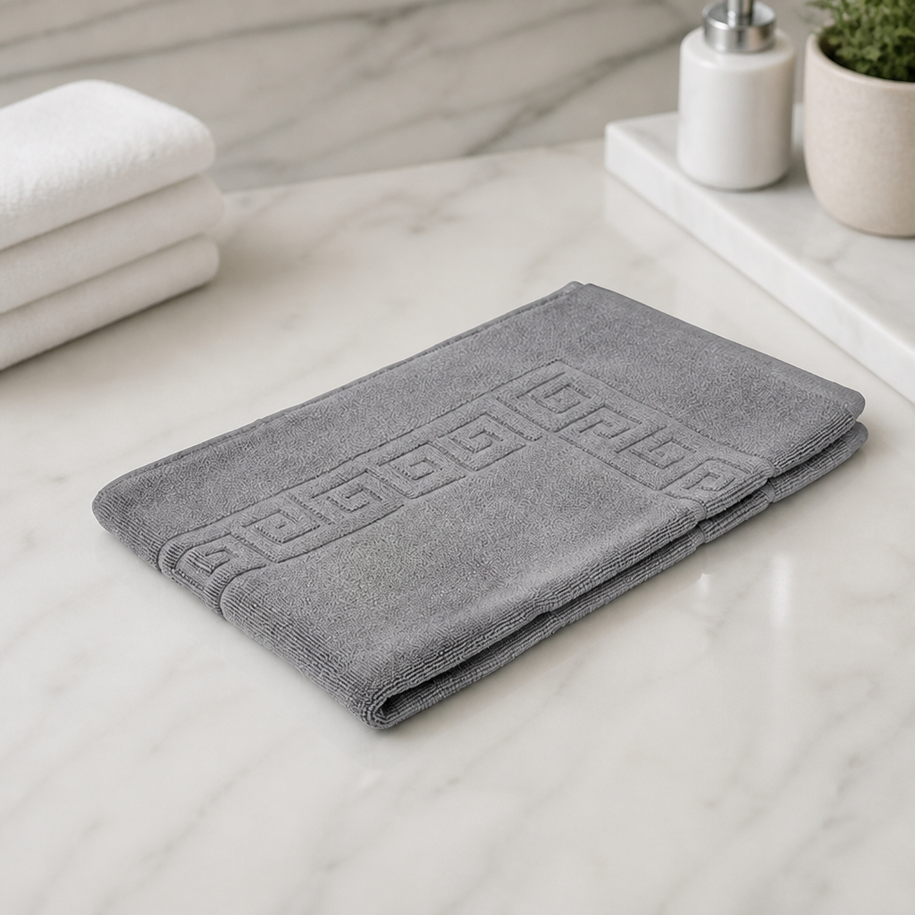 Commercial Cotton Bath Mat 500x800mm Slate Grecian Design