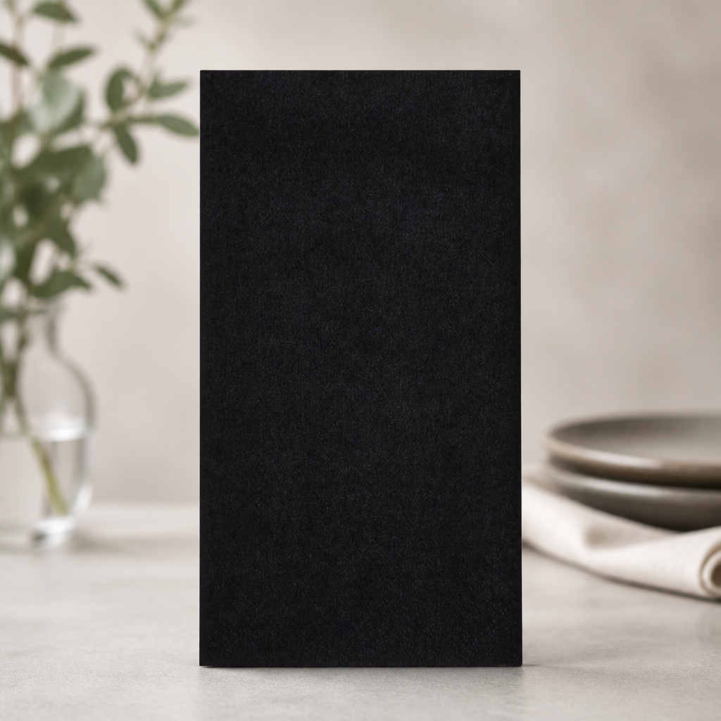 Recyclable Black Dinner Napkins 40x40cm 3ply 1/8 Fold 1000pk