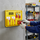 Premium 5 Padlock Lockout Station with Safety Padlocks and Vinyl Coated Hasps for Lockout Tagout Procedures