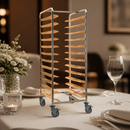 Commercial 24-Shelf Tray Clearing Trolley Stainless Steel