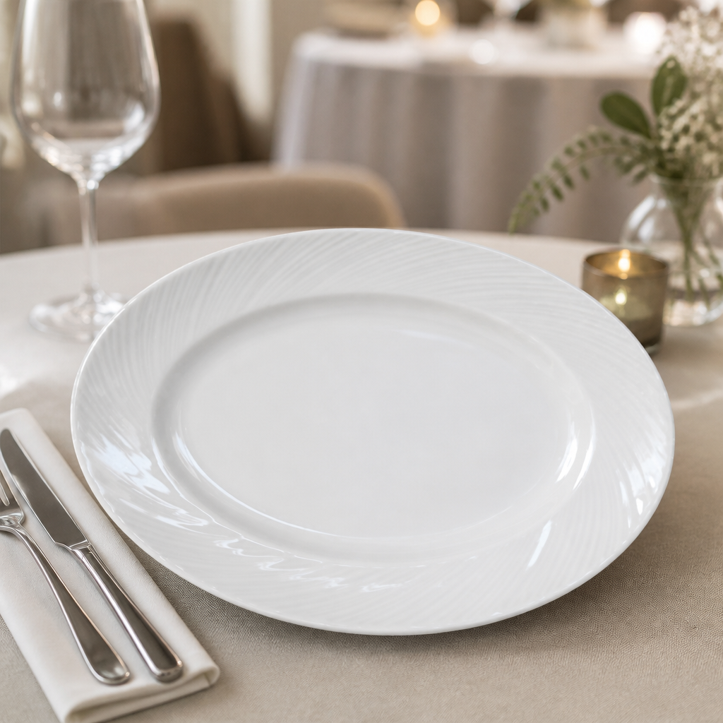 Commercial Porcelain Oval Plates 330mm - 12 Pack