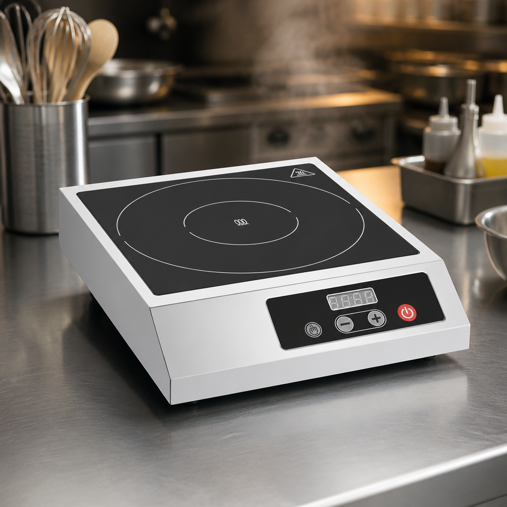 Commercial Single Zone Induction Hob 388mm Stainless Steel