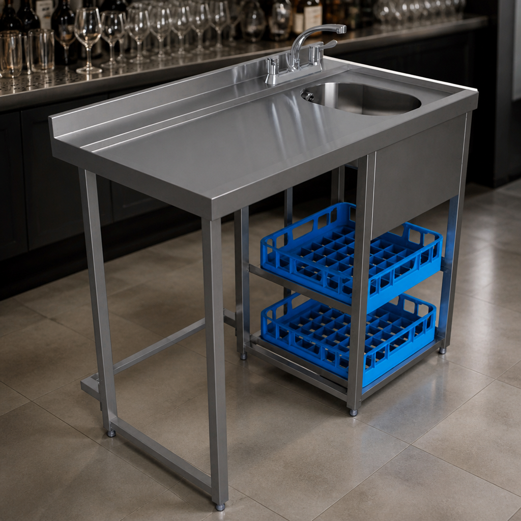 Commercial Modular Bar Glass Wash Station 4 Compartment