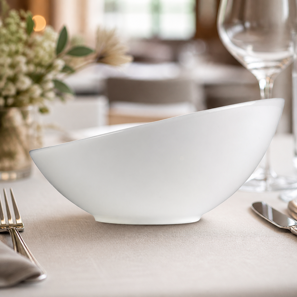 Commercial Porcelain Slanted Bowls 400ml - 6 Pack