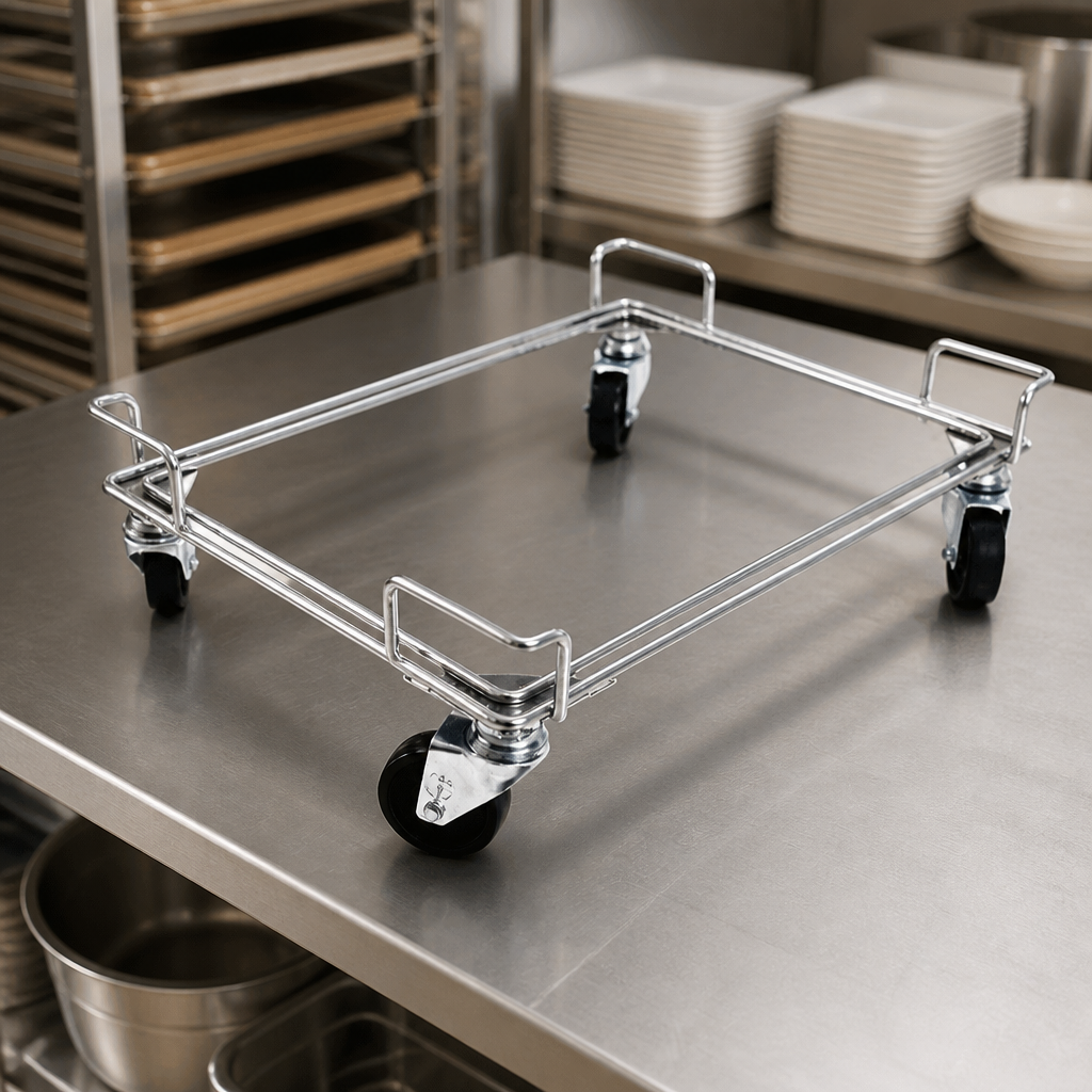 Commercial Tray Dispenser Dolly 60kg Capacity With Swivel Castors