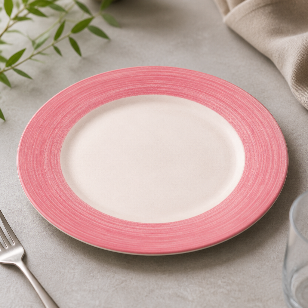 Commercial Pink Slimline Plates 255mm - 24 Pack Porcelain
