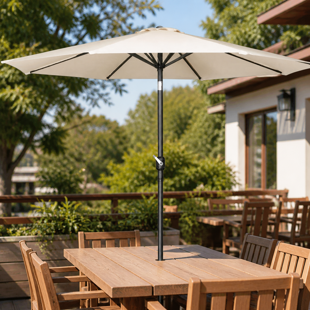 Commercial 3m Round Parasol with Crank Handle and Tilt Mechanism