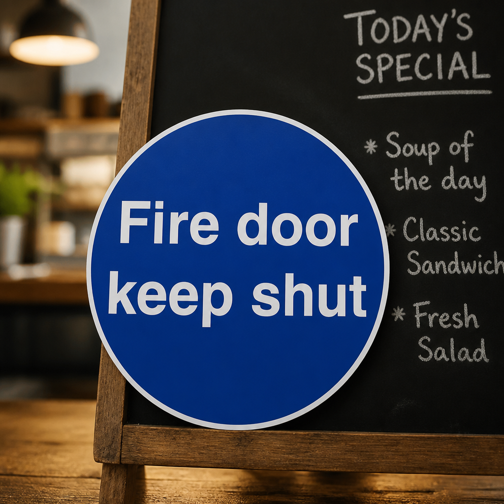 Self Adhesive Fire Door Safety Sign for Workplace Compliance