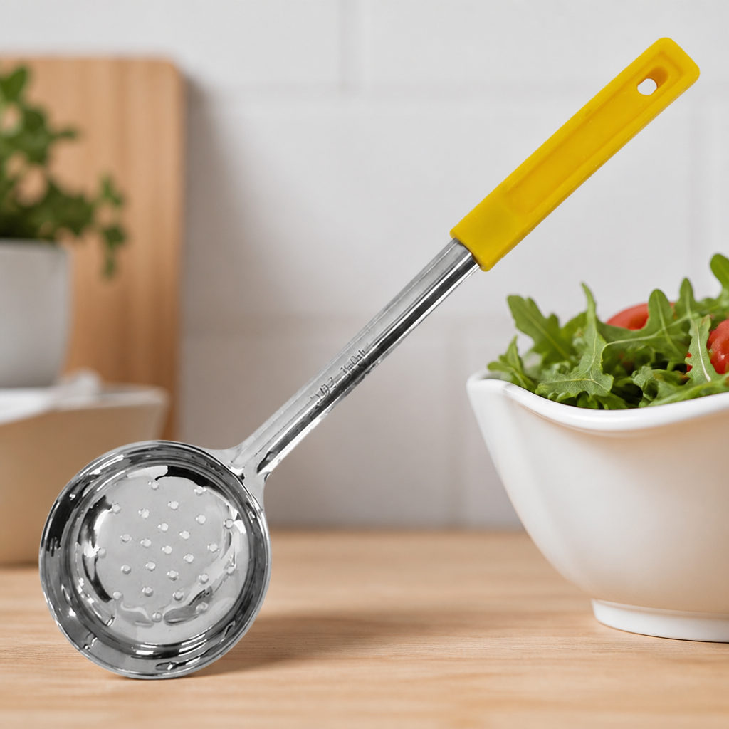 Commercial Yellow Perforated Spoodle 148ml for Kitchen Use