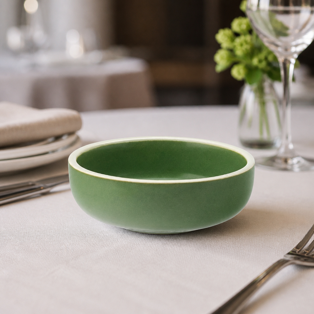 Commercial Dipping Pots 90mm Forest Green Vitrified Porcelain 12 Pack