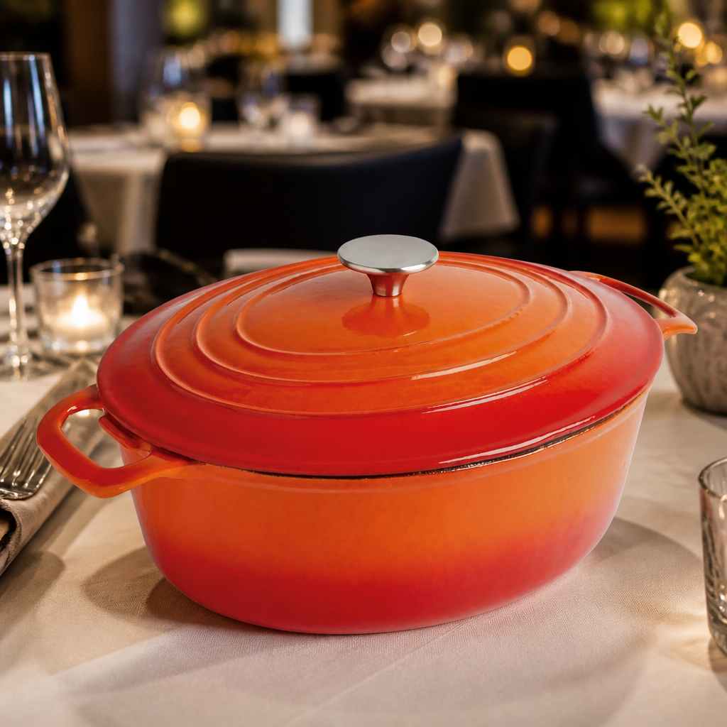 5Ltr Cast Iron Oval Casserole Dish for commercial cooking