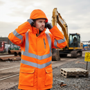 Premium Padded Storm Coat with Waterproof Features and Reflective Details for Rail Safety