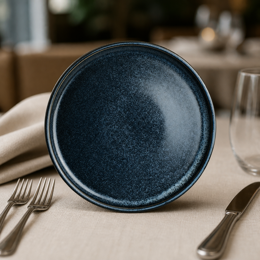 Commercial Stack Plates 230mm Vitrified China Blue 12 Pack