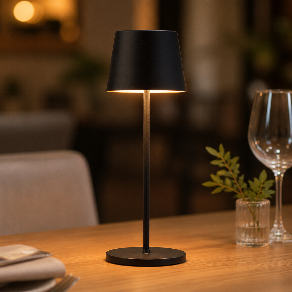 Cordless LED Table Lamp 320mm Rechargeable Black 6 Pack
