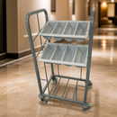 Commercial Two Tier Cutlery and Tray Dispense Trolley 100 Tray Capacity