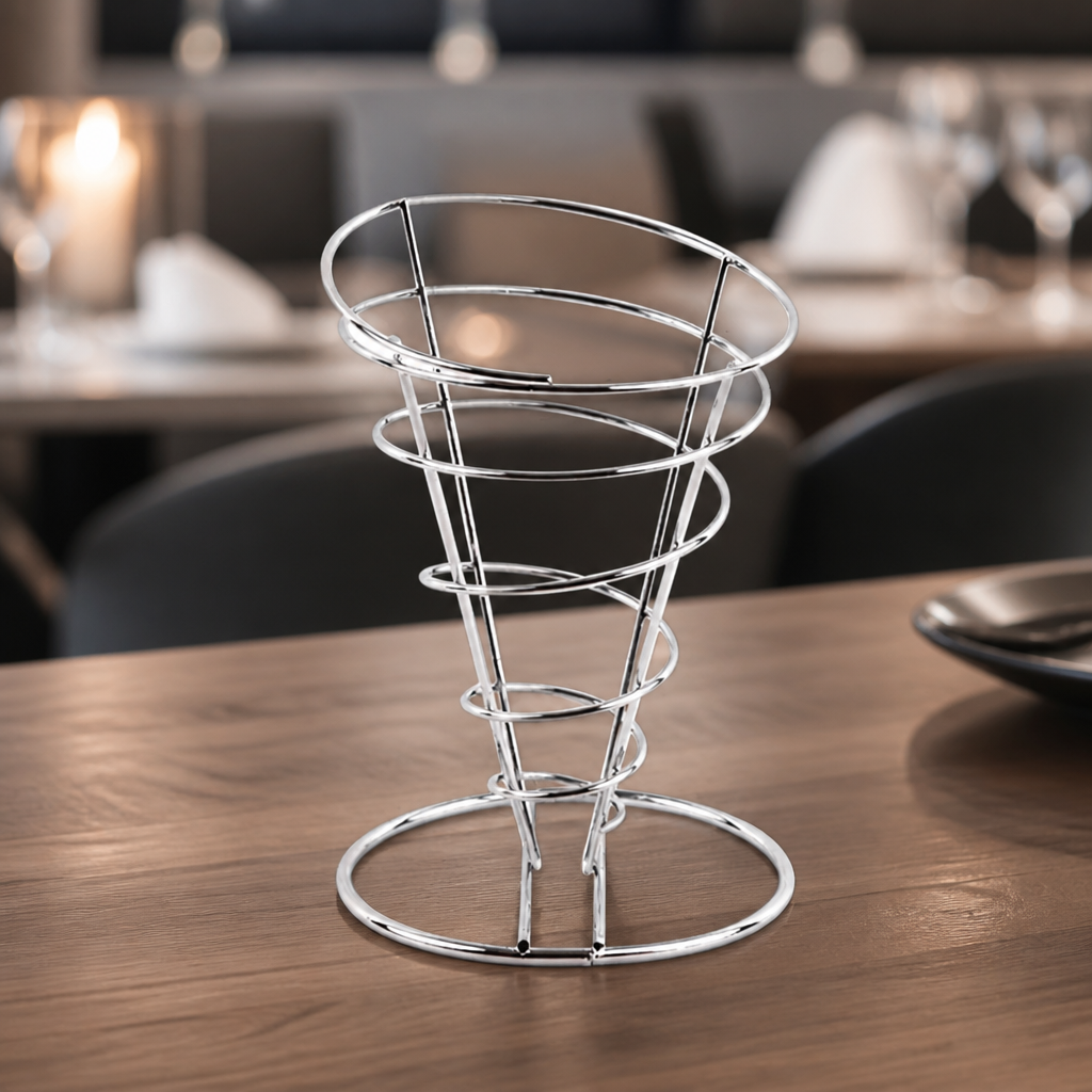 Commercial Stainless Steel Wire Chip Cone Holder 175mm High