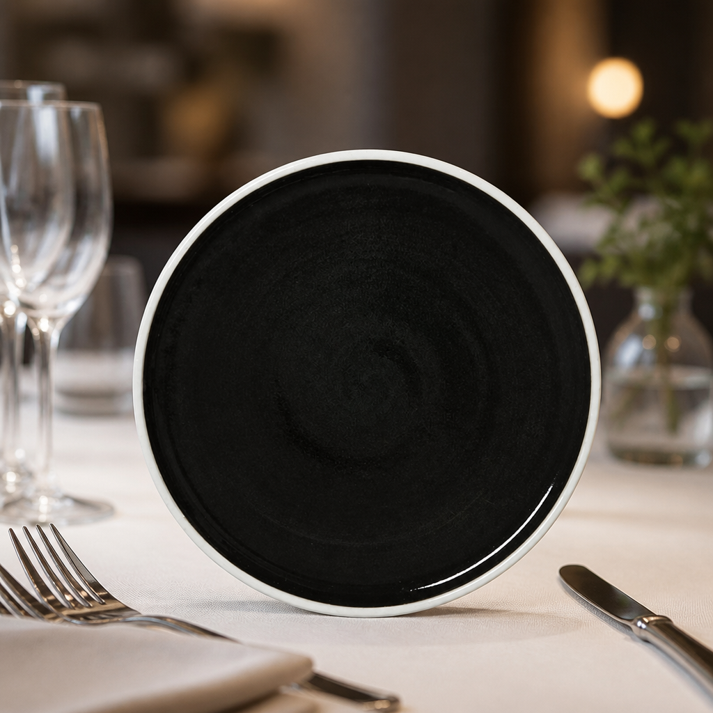 Commercial Stacking Plates 202.5mm Black 12 Pack