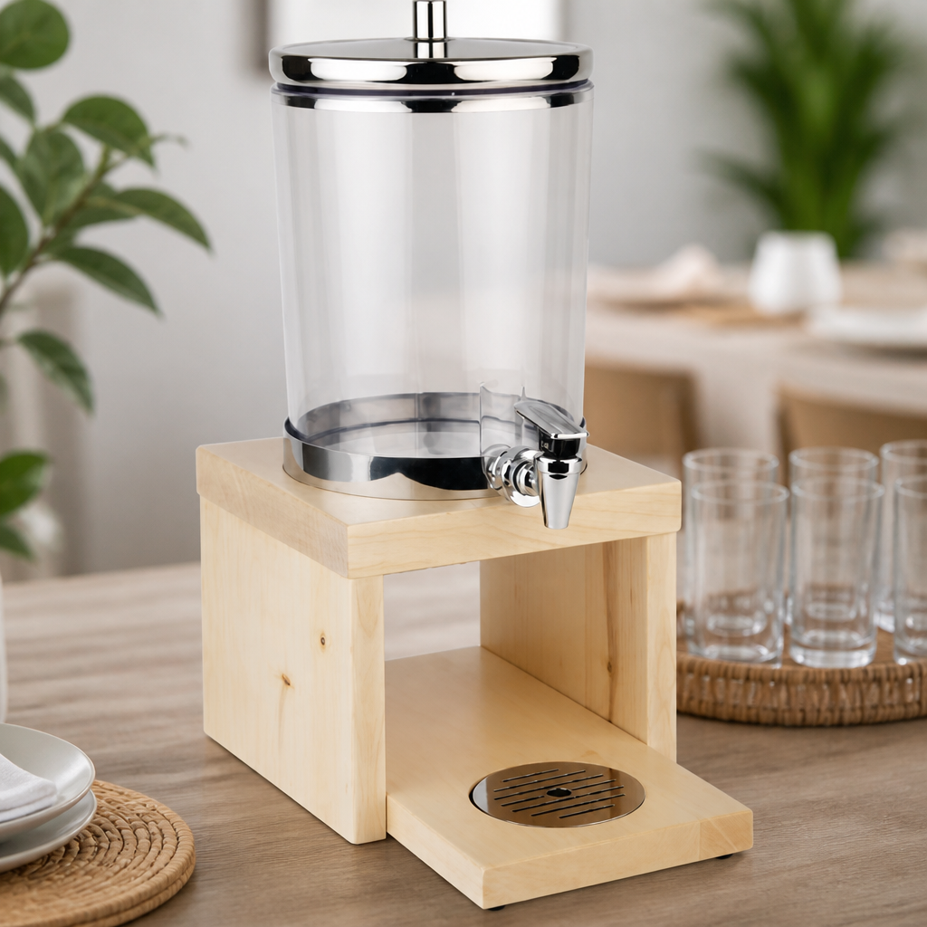 6Ltr Commercial Juice Dispenser with Wooden Base for Buffets