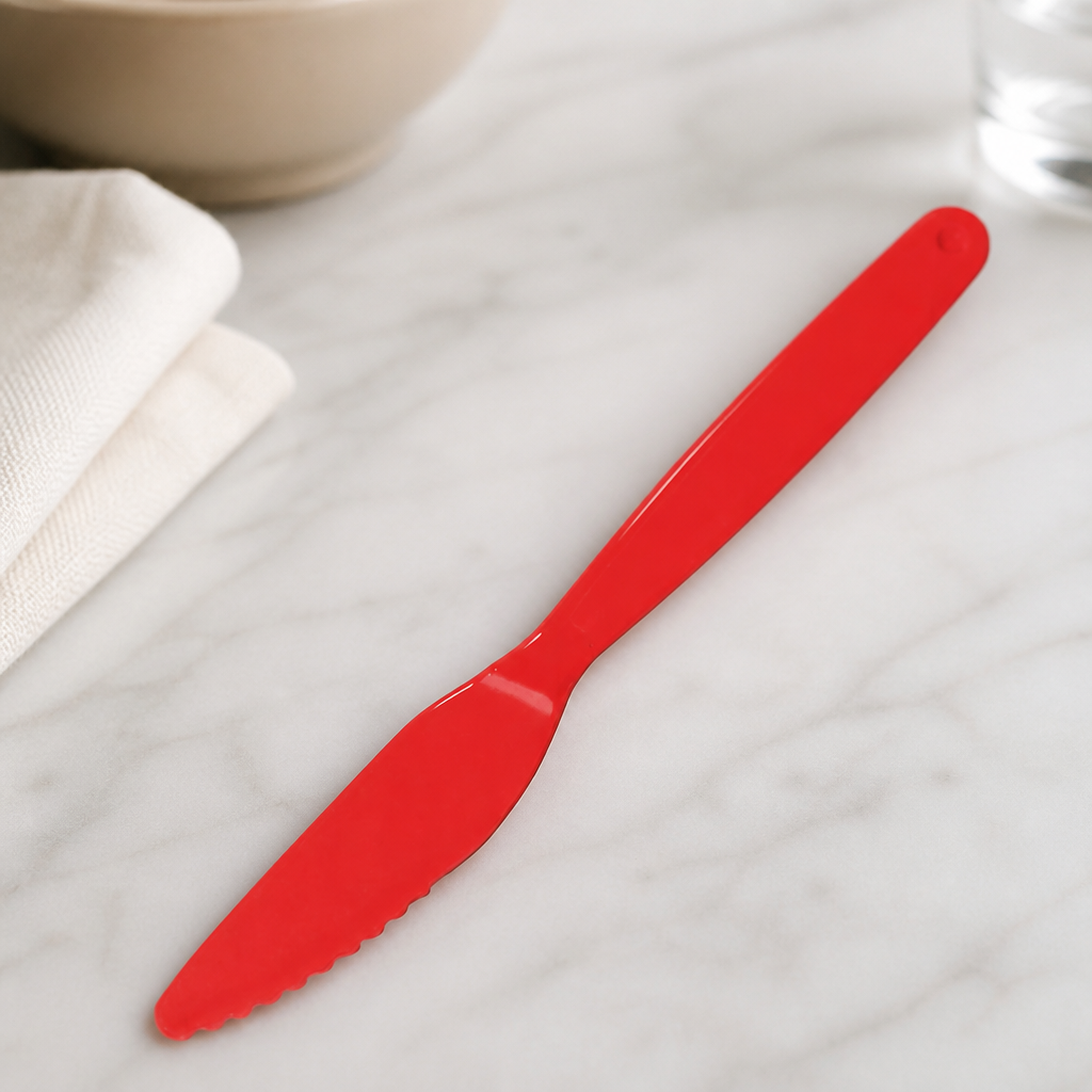 Commercial Polypropylene Knives Red 12 Pack Dishwasher Safe