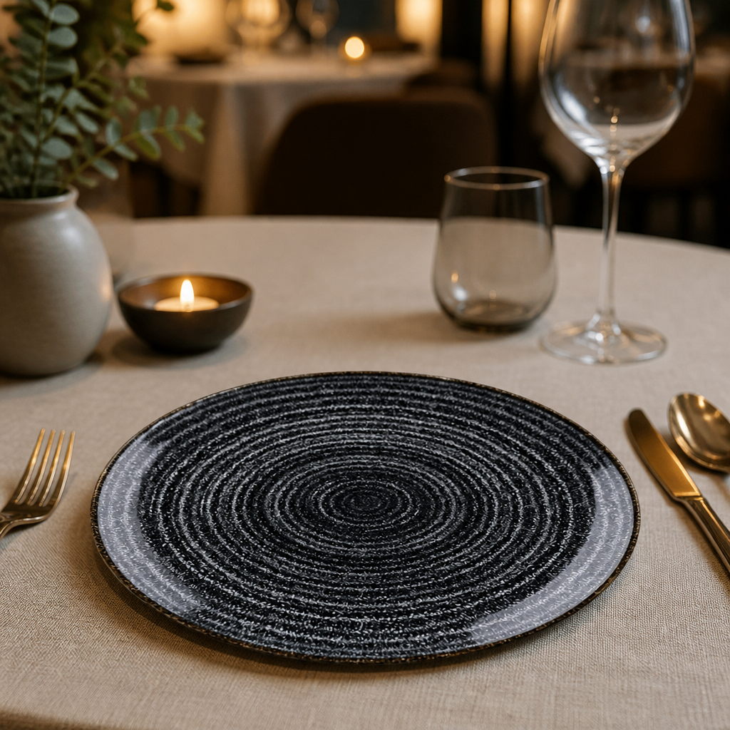 Commercial Coupe Plates 288mm in Charcoal Black, 12 Pack
