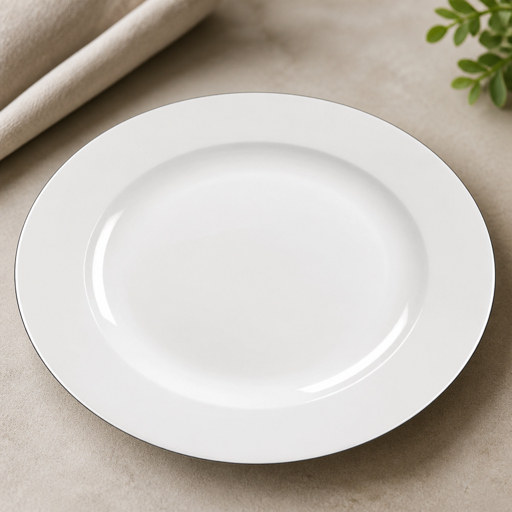 Commercial Mono Plates 252mm with Black Rim 12 Pack