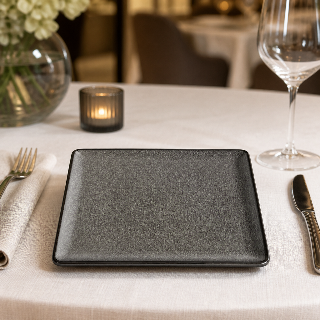 Commercial Mineral Square Plates 265mm Textured Finish 4 Pack