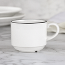 Commercial Stacking Tea Cups 206ml White Fine China 24 Pack