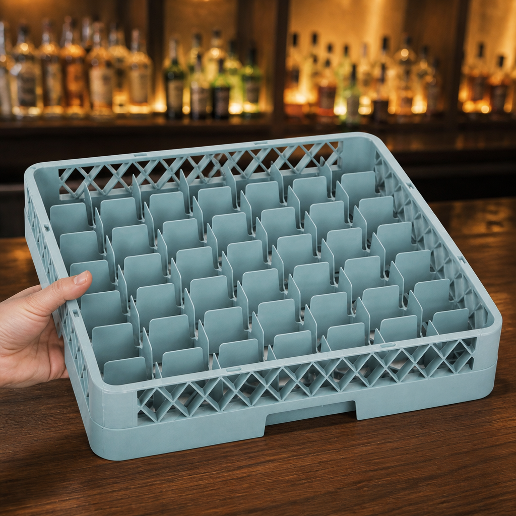 Commercial Glass Rack with 49 Compartments for warewashing