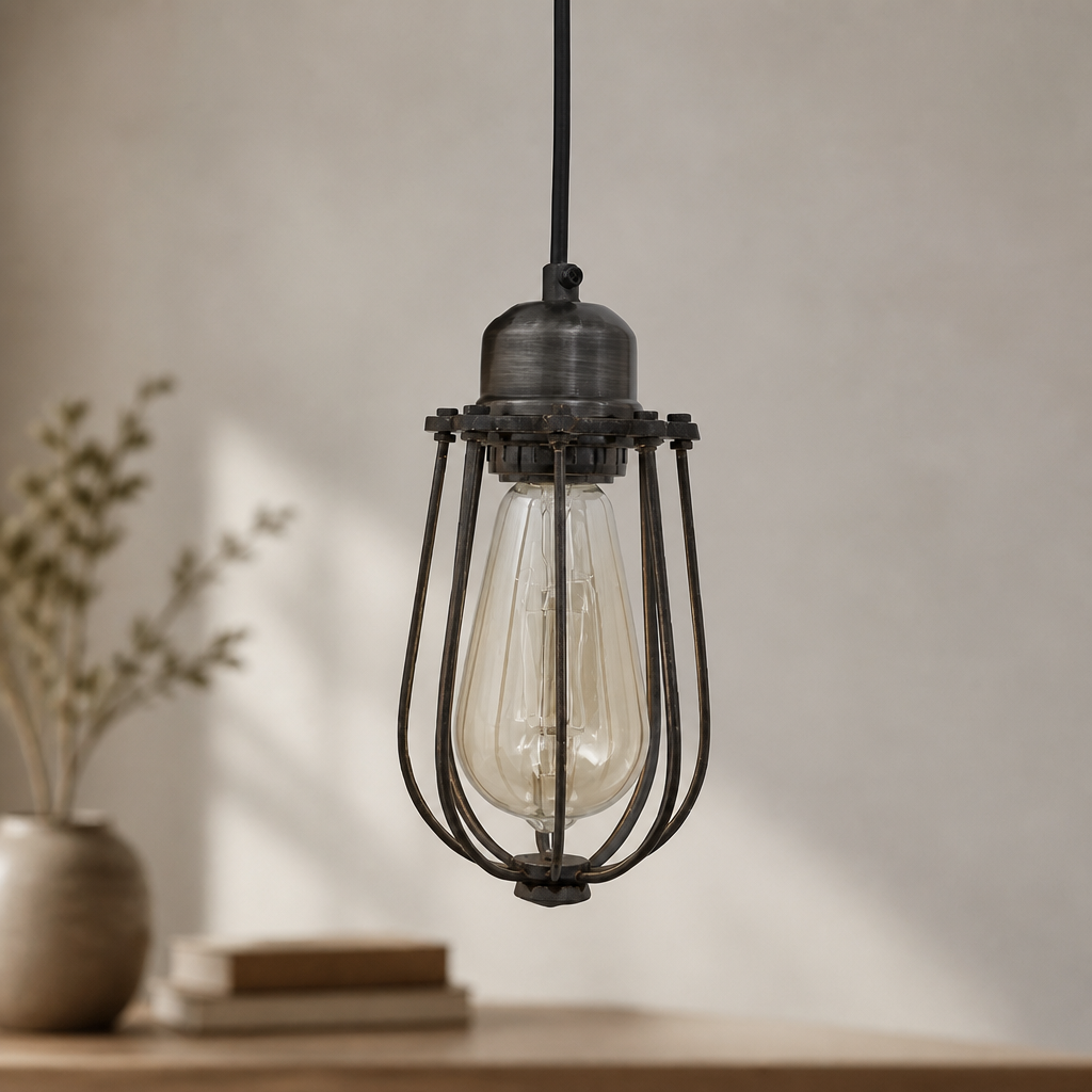 Vintage 4 Inch Wire Cage Pendant Light for Commercial Spaces