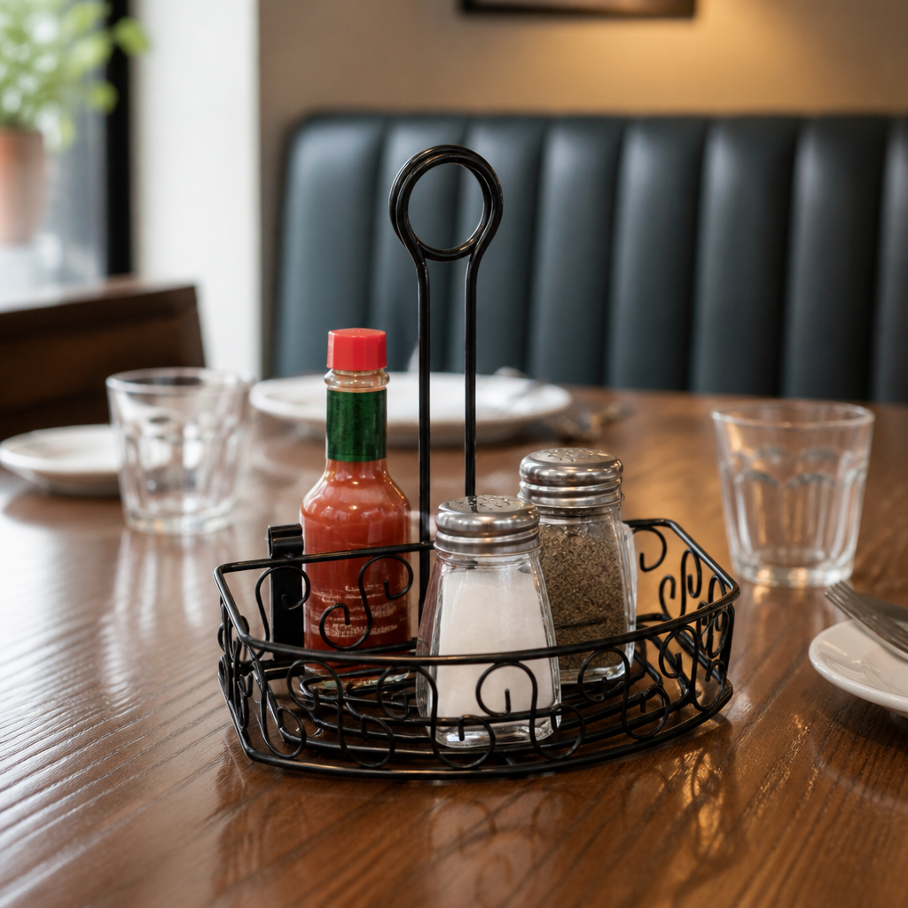 Commercial Wire Condiment Holder with Menu Clip 230mm Size