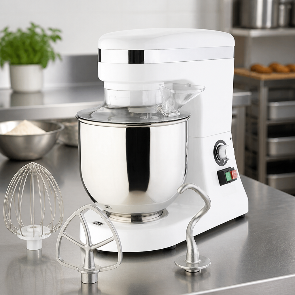 7L Commercial Planetary Mixer with Beater, Whisk, Dough Hook