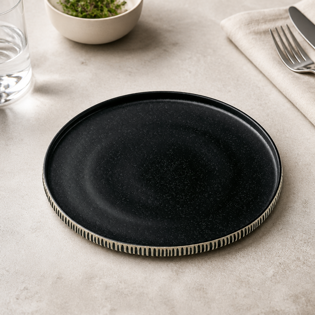 Commercial Stoneware Plates 270mm Black & 6 Pack