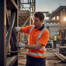 Professional Hi-Visibility Polo Shirt with Mesh Ventilation, Reflective Tape in Orange and Navy Colors