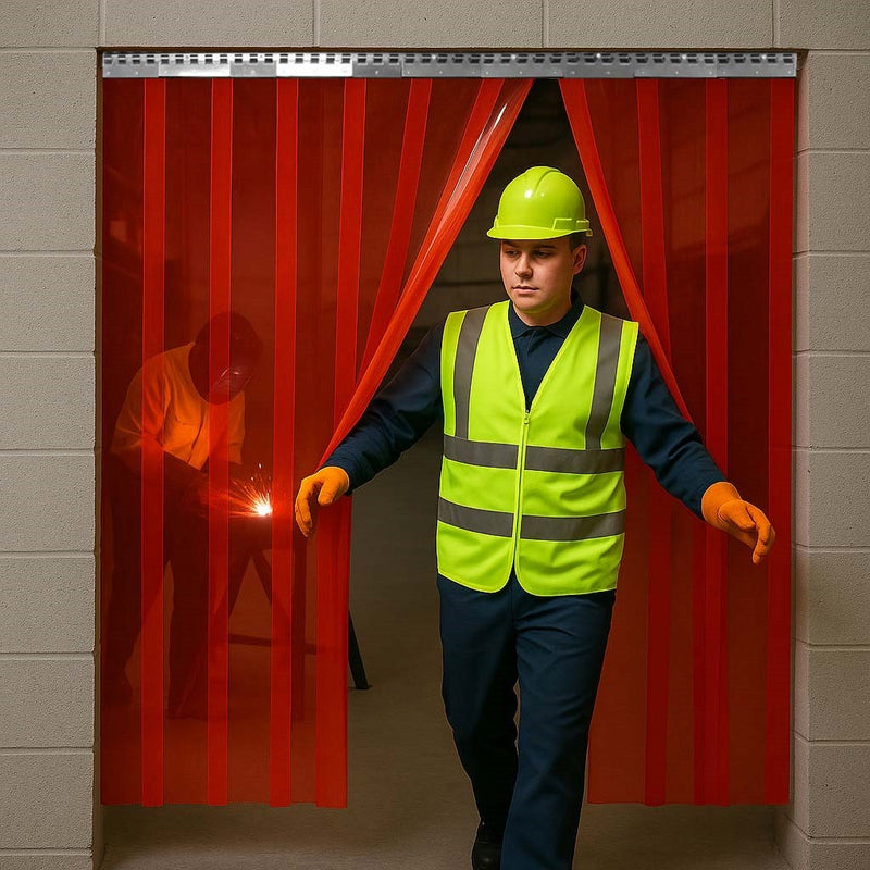 PVC Strip Curtain Hook On – Transparent Red Colour, Flexible Use