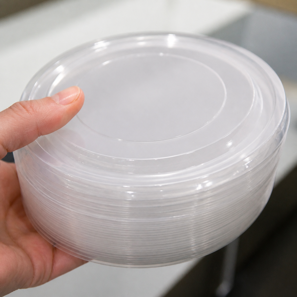 300 Pack Clear PET Round Salad Bowl Lids for takeaway containers