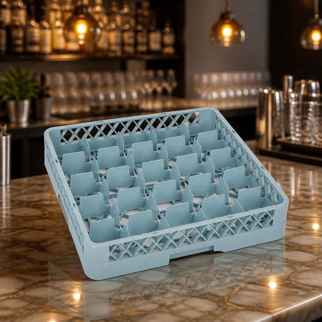 Commercial Glass Rack 25 Compartments for Warewashing System