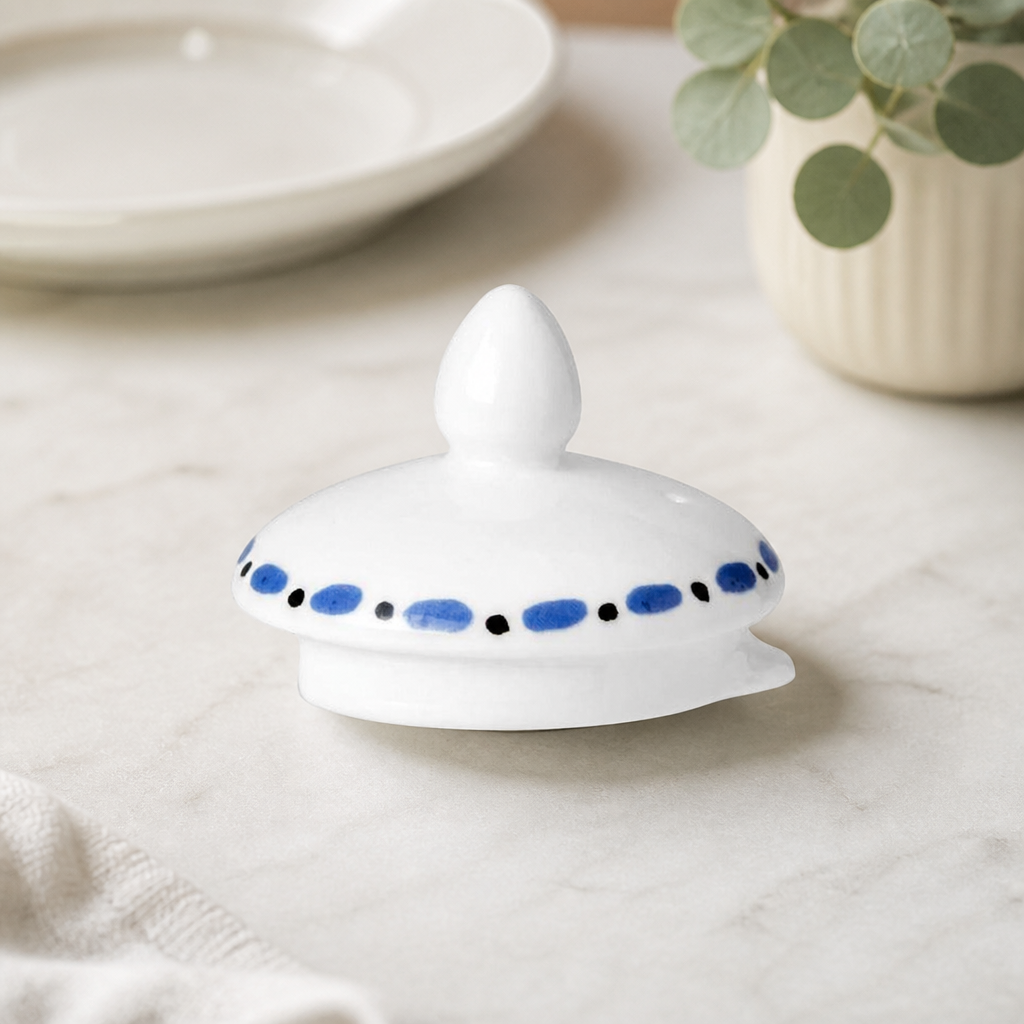 Tea For One Teapot Lid - Hand-Decorated Blue Bone China