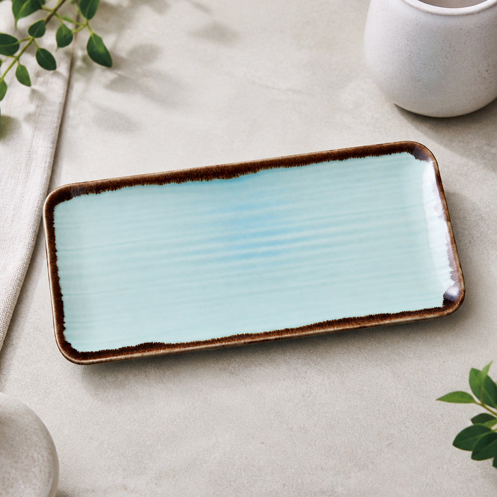 Commercial Rectangular Platter 246mm Turquoise 6 Pack