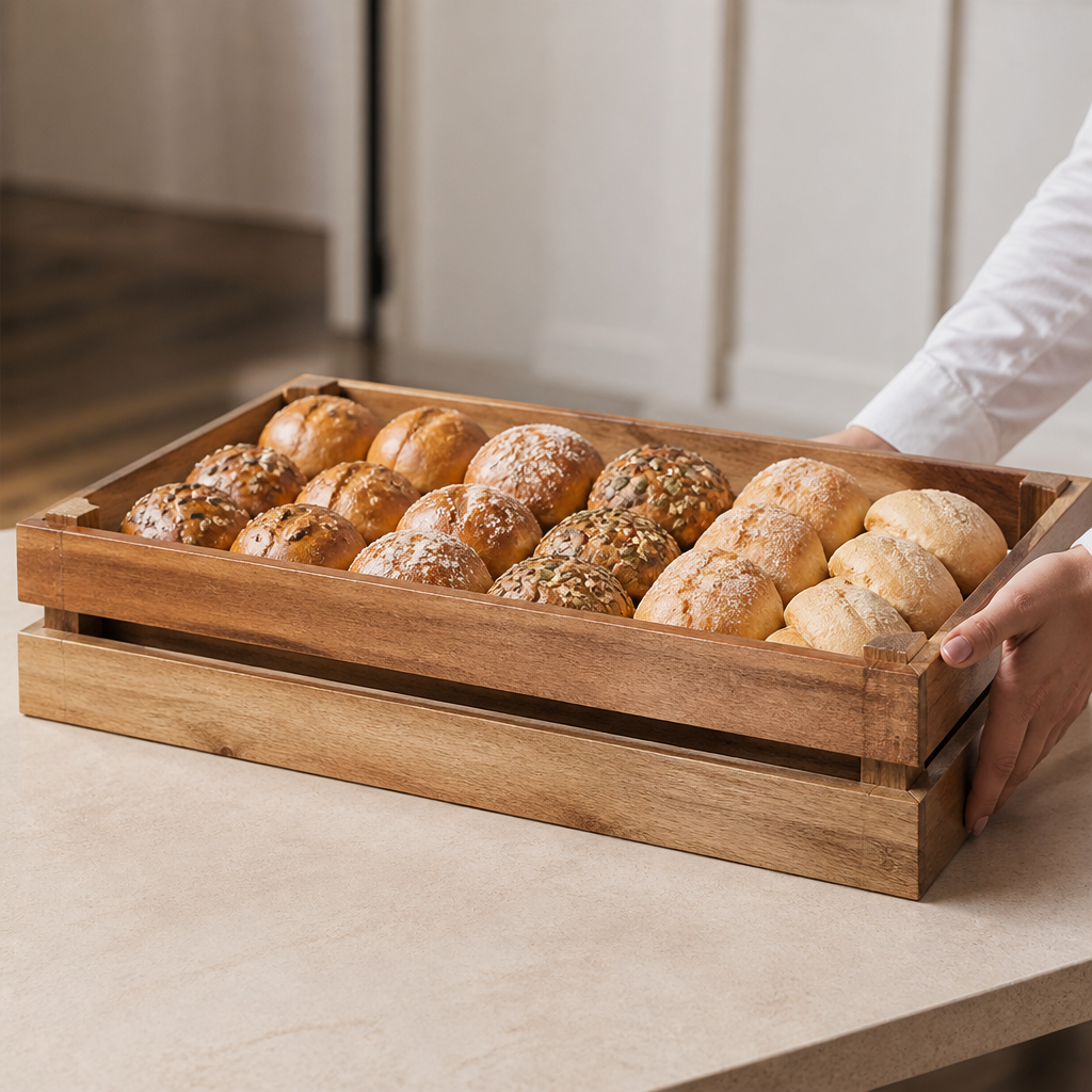 Commercial Acacia Wooden Crate Size Riser for catering