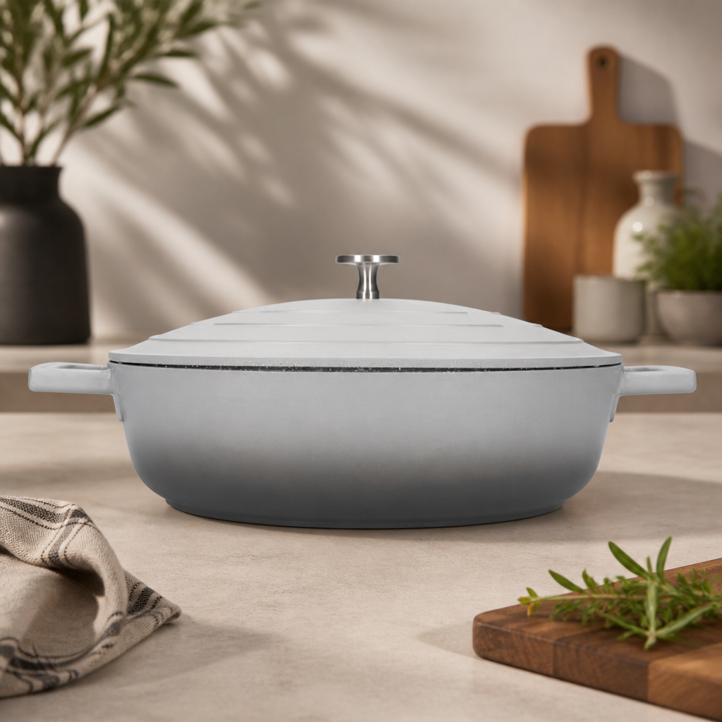 Commercial Casserole Dish 4L Cast Aluminium Grey Ombre
