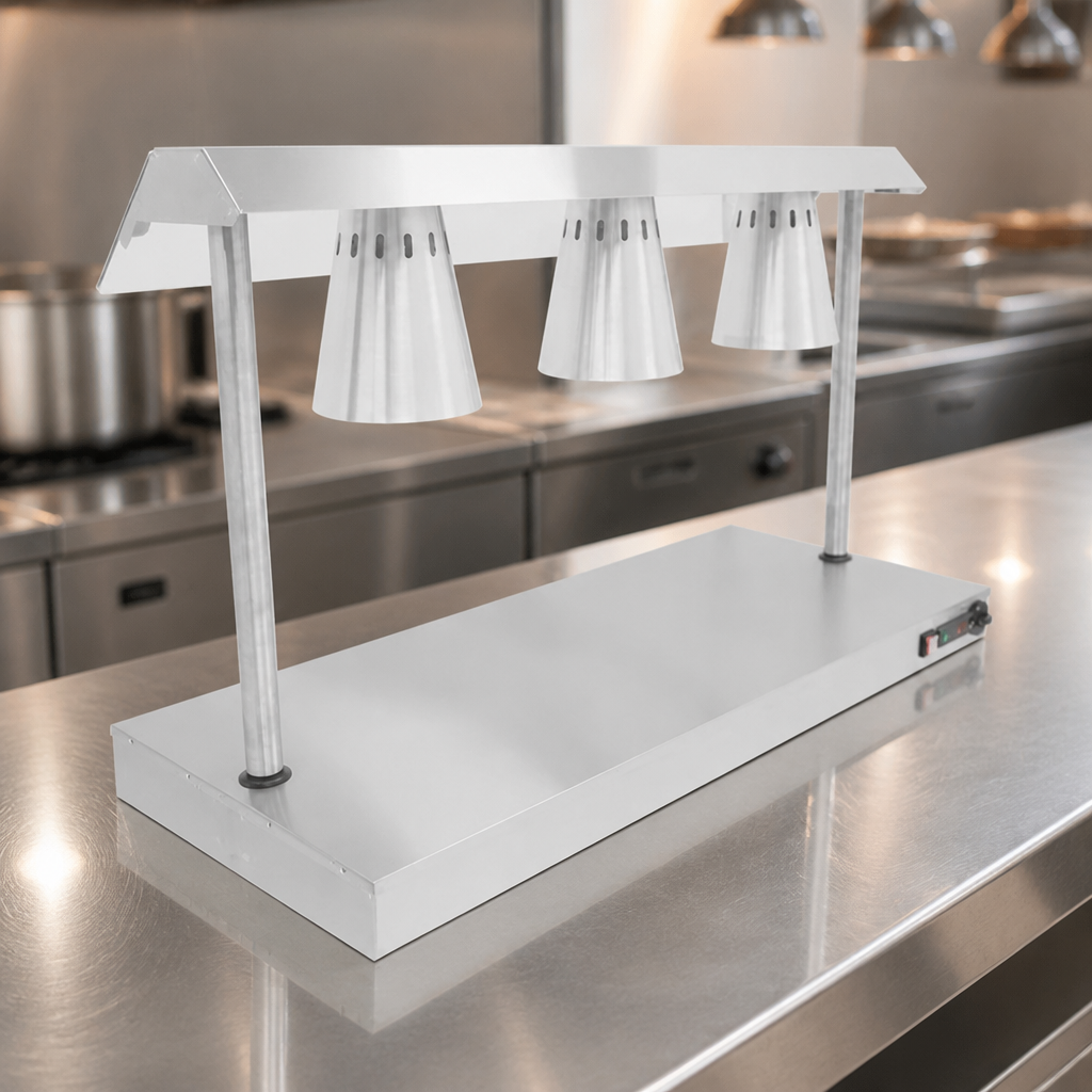 Electric Food Warmer with Sneeze Screen for Service