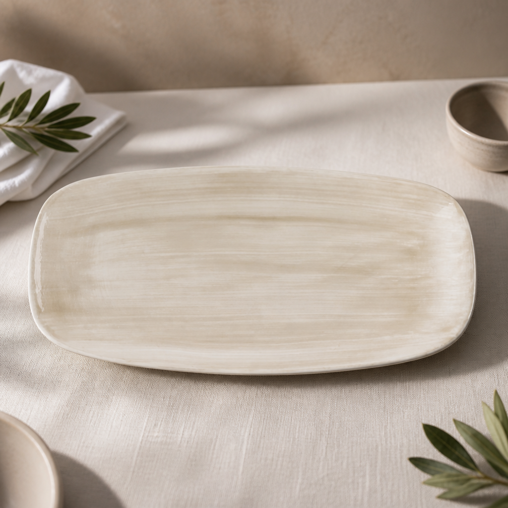 Commercial Chef's Oblong Plates 350x187mm Natural (6 Pack)